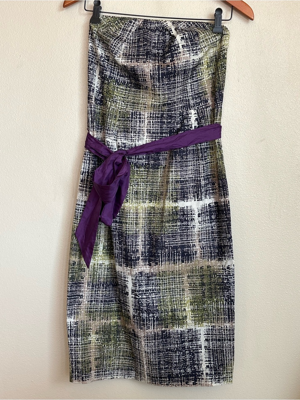 Edme & Esyllte Anthropologie Strapless Belted Abstract Print A-Line Dress